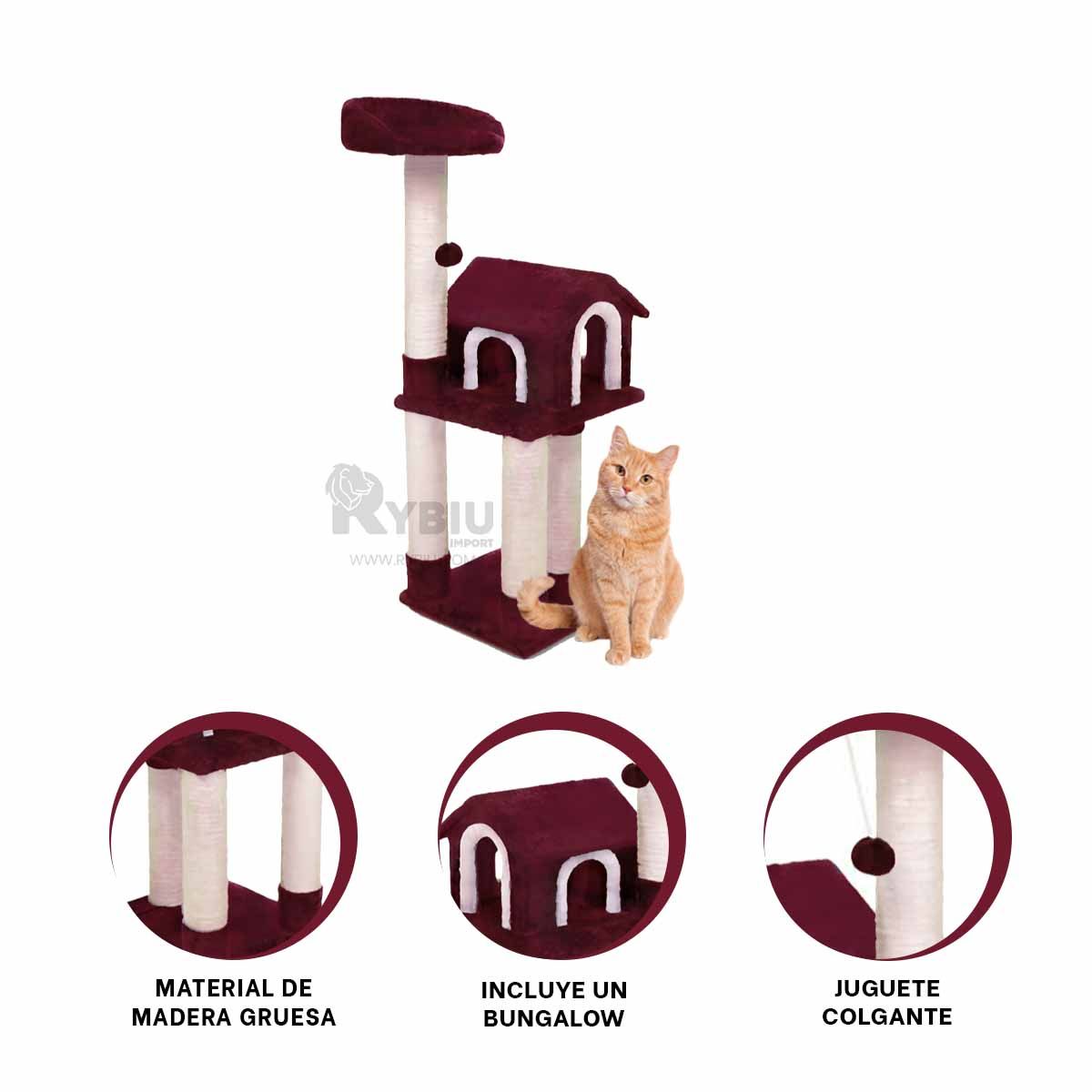 GENERICO - Torre de Juegos para Gatos de Color Guinda Y+Gift MiniAgenda