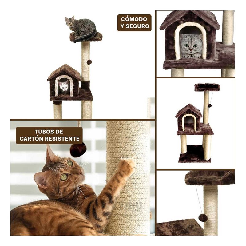 GENERICO - Gym de Gato Casa Didactico de 3 Pisos en Color Marron