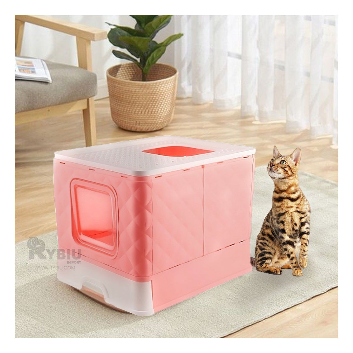 RYBIU IMPORT - Arenero de Facil Extraccion Tono Rosado Y+Regalo Stickers