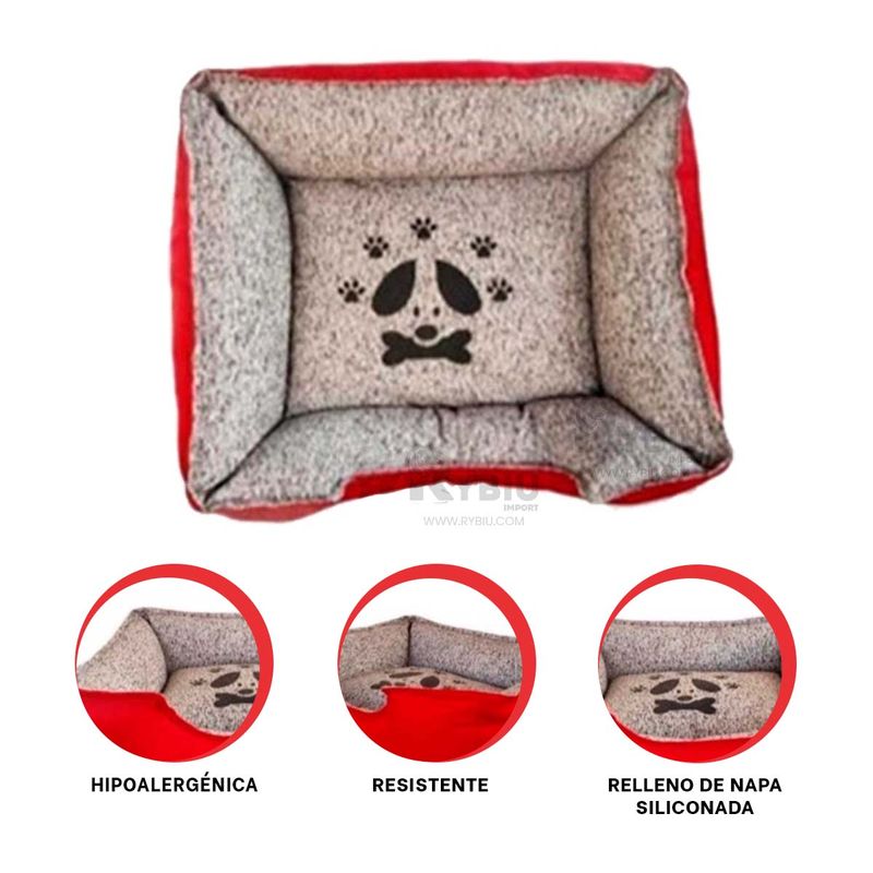 RYBIU IMPORT - Cojin Comodo para Perros Rojo XL Y+Envoltorio de Regalo