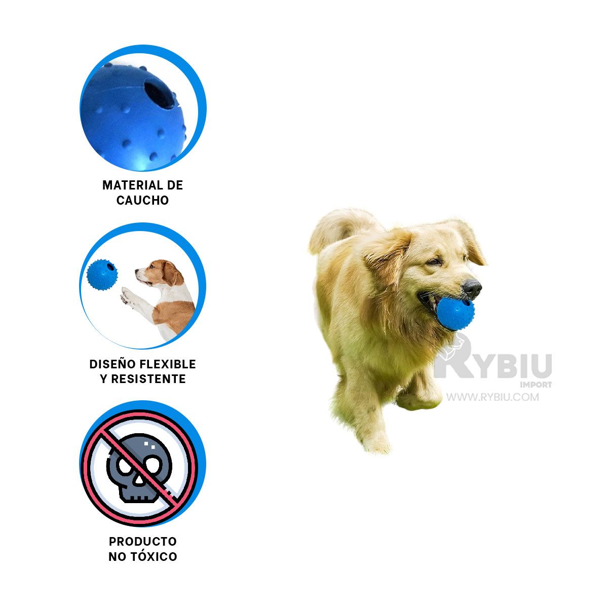 GENERICO - Pelota para Mascota Resistente en Azul Y+Regalo Agendita