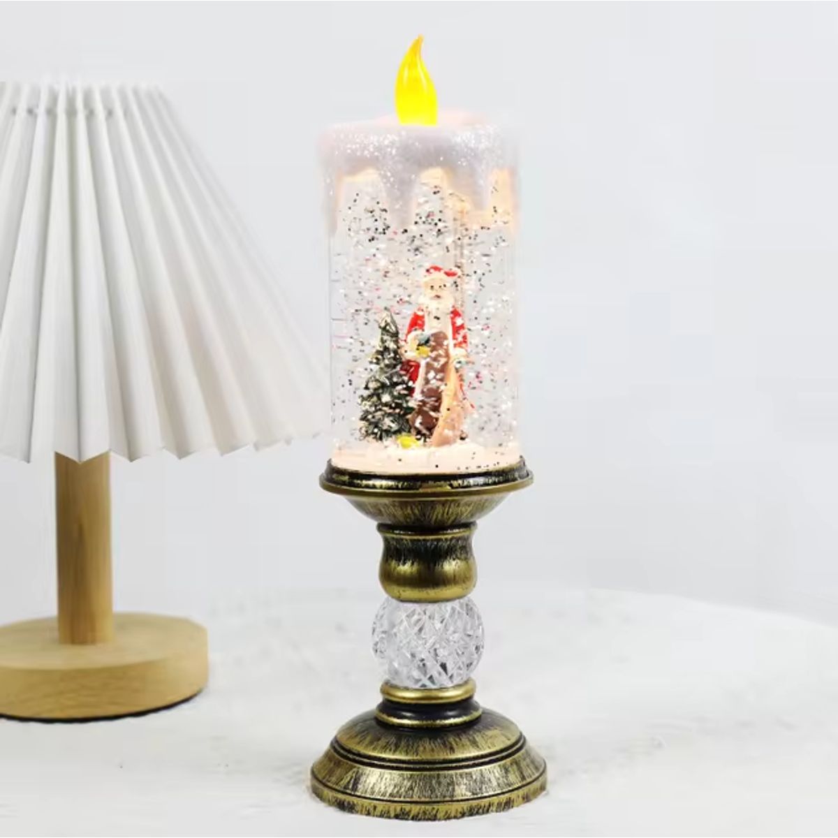 GENERICO - LÁMPARA CRISTAL 3D ADORNO GIRATORIO NAVIDEÑO ILUMINACION LED USB Y PILAS