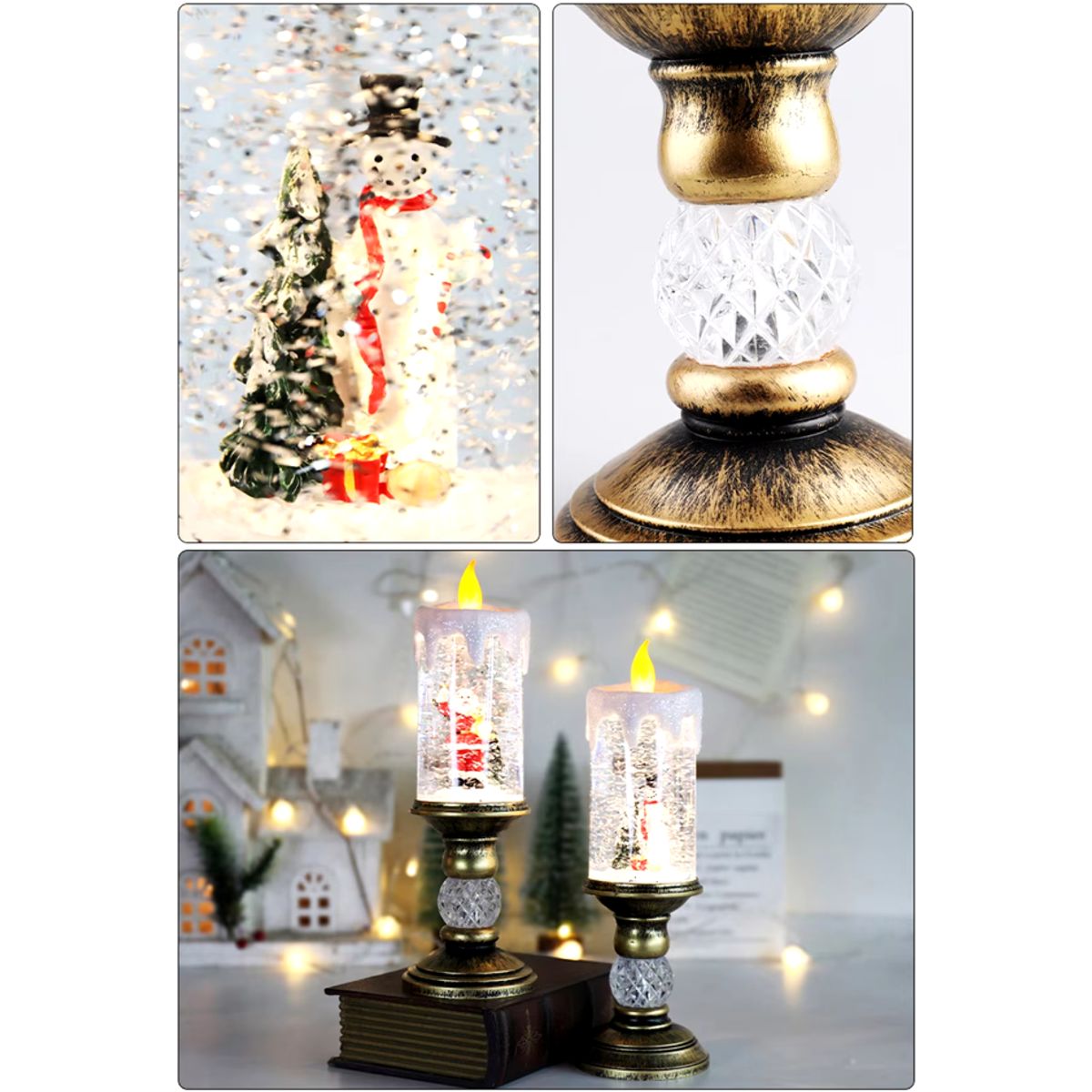 GENERICO - LÁMPARA CRISTAL 3D ADORNO GIRATORIO NAVIDEÑO ILUMINACION LED USB Y PILAS