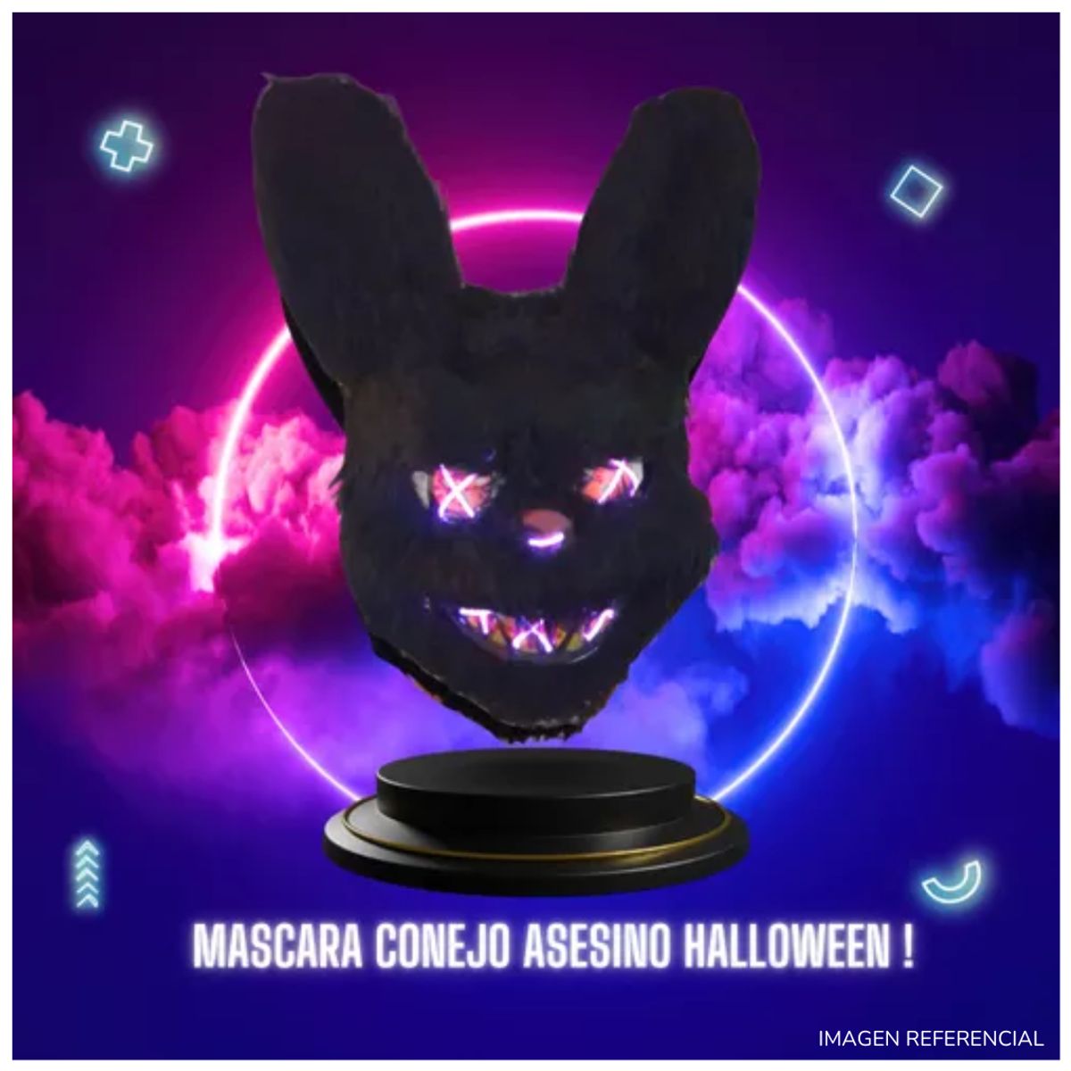 INSPIRA MARKET - Mascara Conejo Asesino De Peluche Halloween Con Luz Led