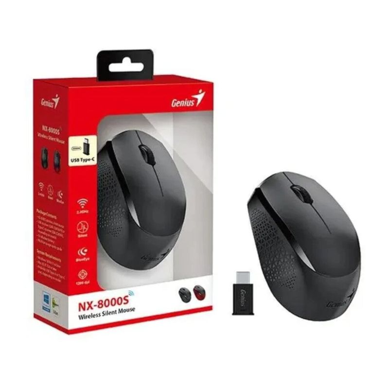 GENIUS - MOUSE GENIUS NX-8000S 31030035400 WIRELESS USB TIPO-C BLACK