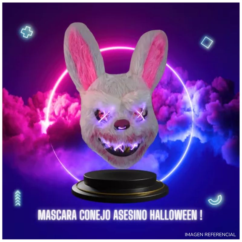 INSPIRA MARKET - Mascara Conejo Asesino De Peluche Halloween Con Luz Led