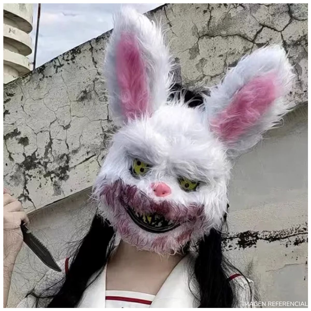 INSPIRA MARKET - Mascara Conejo Asesino De Peluche Halloween Con Luz Led