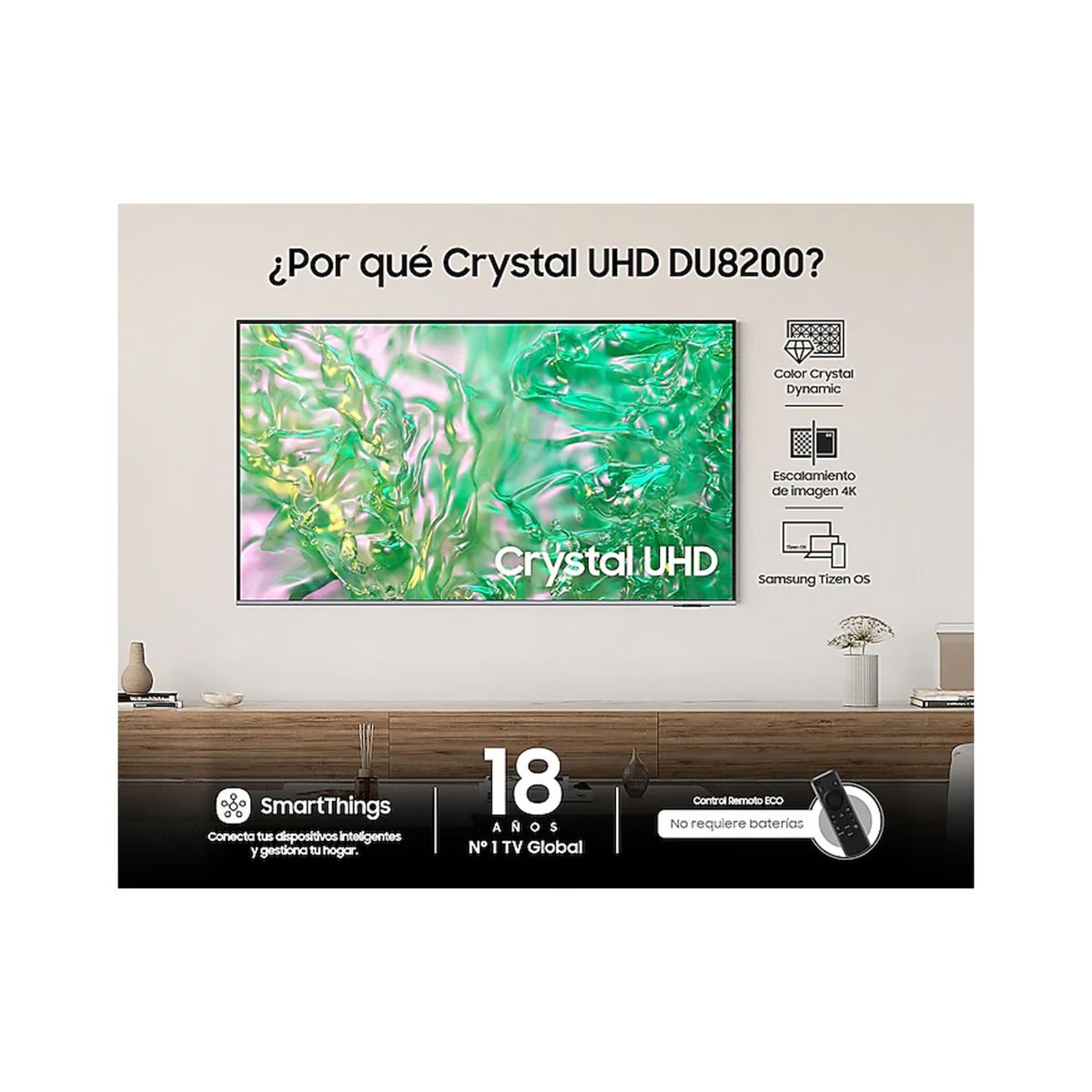 SAMSUNG - Televisor Samsung 75 UHD Crystal 4K Tizen OS Smart TV UN75DU8200 + soundbar