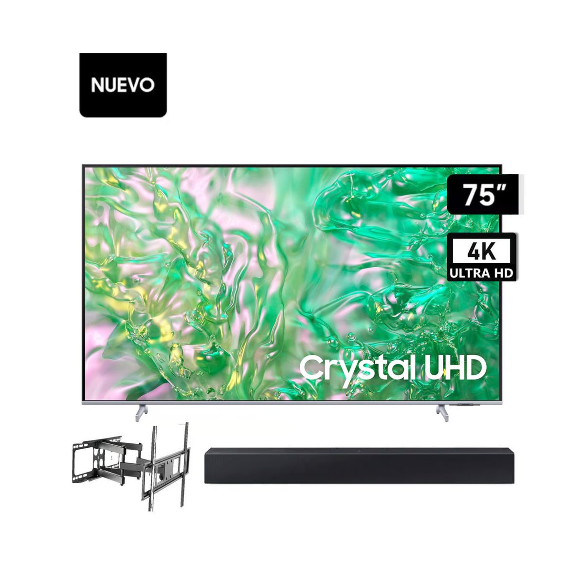SAMSUNG - Televisor Samsung 75 UHD Crystal 4K Tizen OS Smart TV UN75DU8000 +RACK+C400