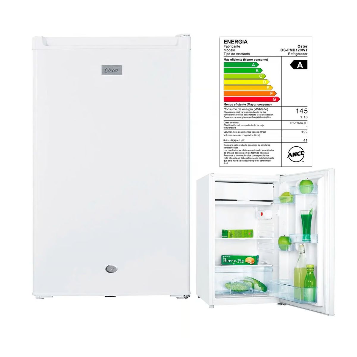 OSTER - Frigobar Oster 122 Litros OS-PMB129WT Blanco