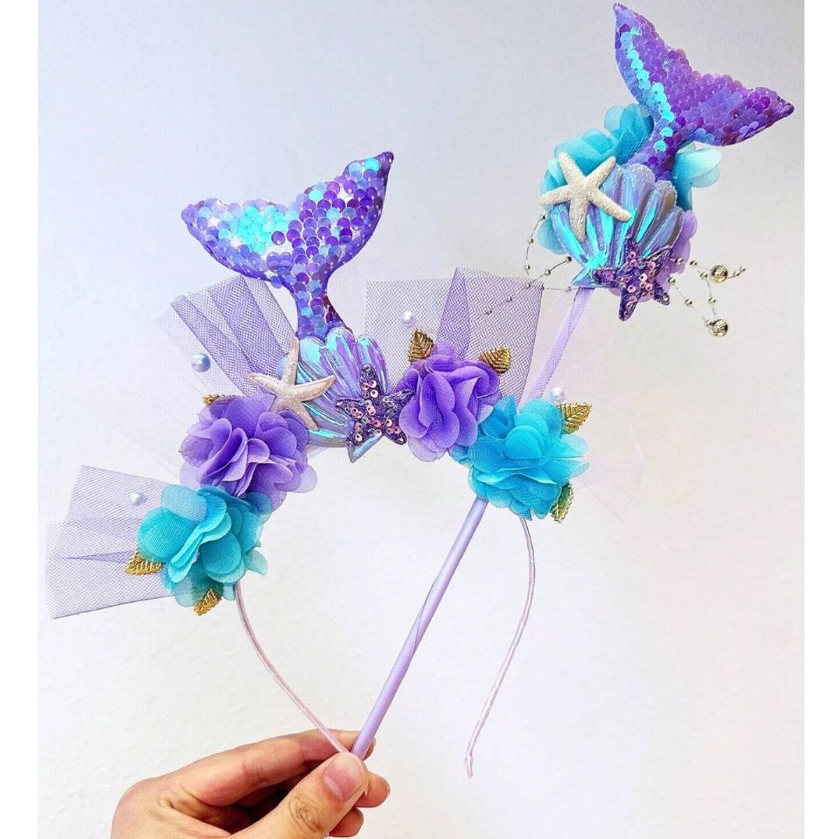 GENERICO - VINCHA PARA NIÑA MODELO SIRENA -  ( VINCHA + VARITA )