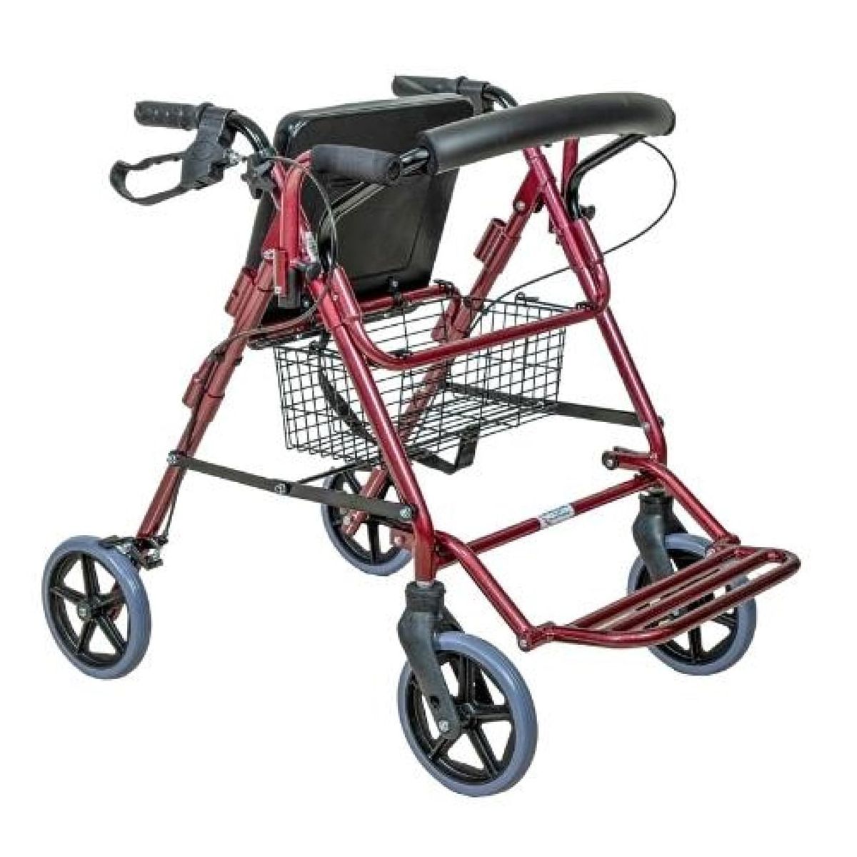 GENERICO - Andador de Aluminio 4 Ruedas Asiento Respaldo y Reposapiés