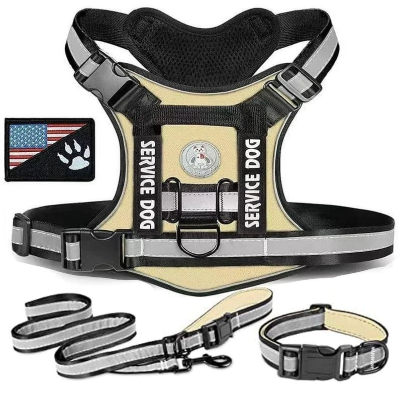 GENERICO - COLLAR Y PECHERA BEIGE TALLA S TÁCTICA REFORZADA PARA PERRO