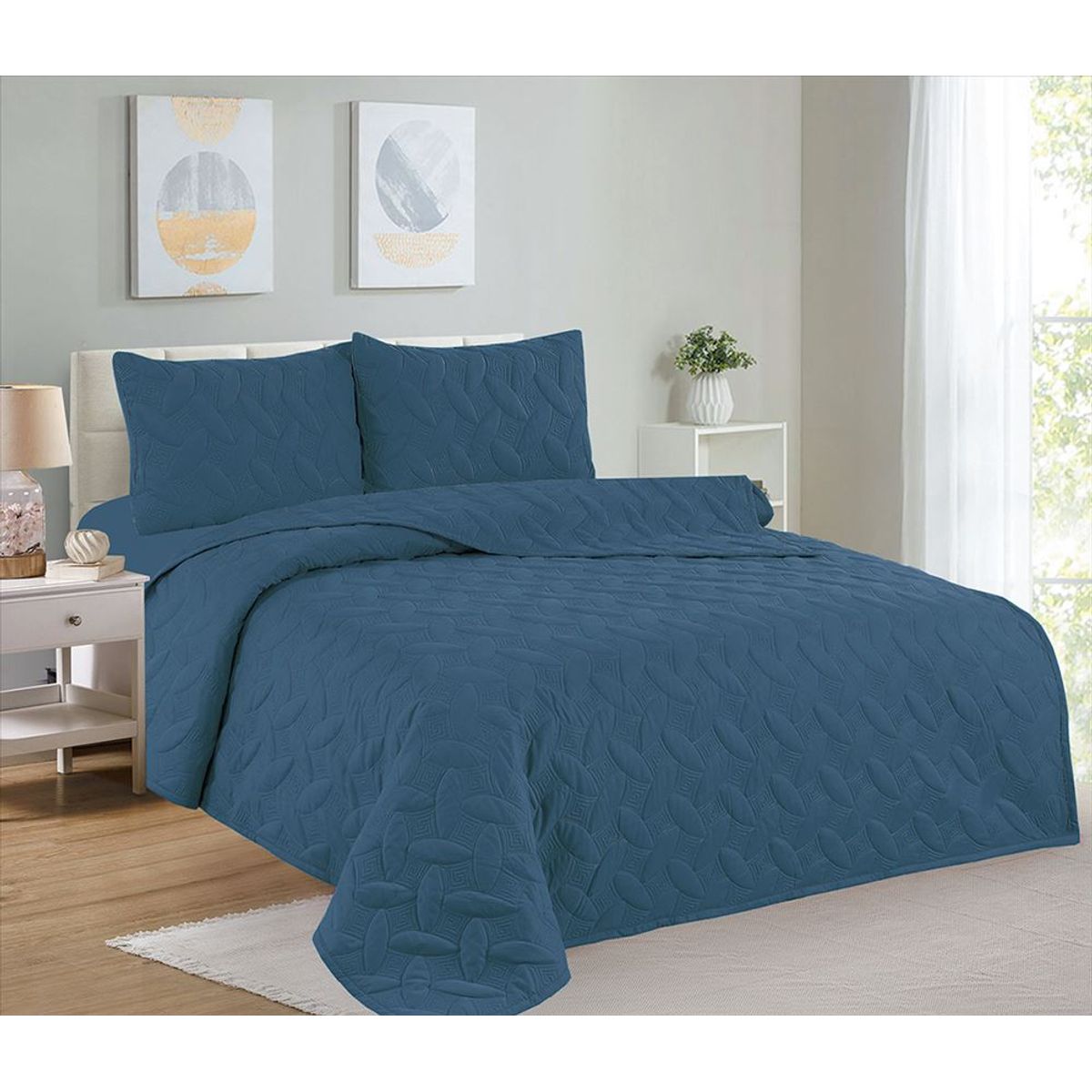 CASATEX - Cubrecama + Juego de sabanas 2 plazas 100% Algodón - 5 Piezas