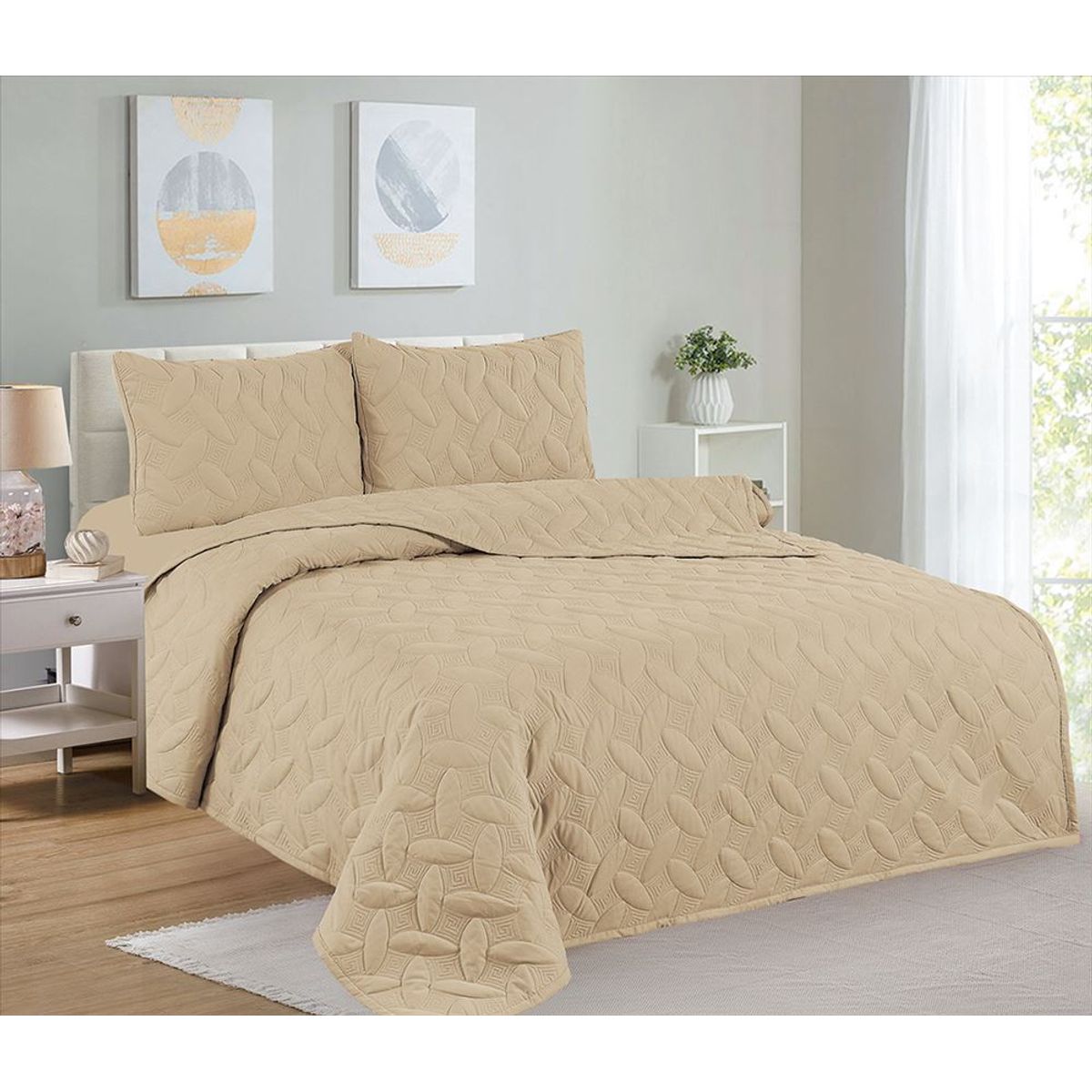 CASATEX - Cubrecama + Juego de sabanas 2 plazas 100% Algodón - 5 Piezas