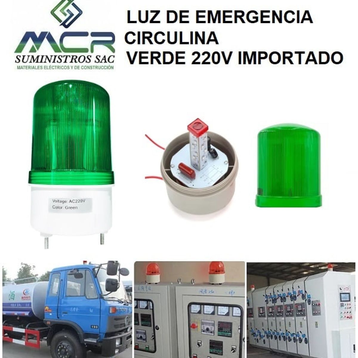 GENERICO - LUZ DE EMERGENCIA CIRCULINA VERDE 220V IMPORTADO
