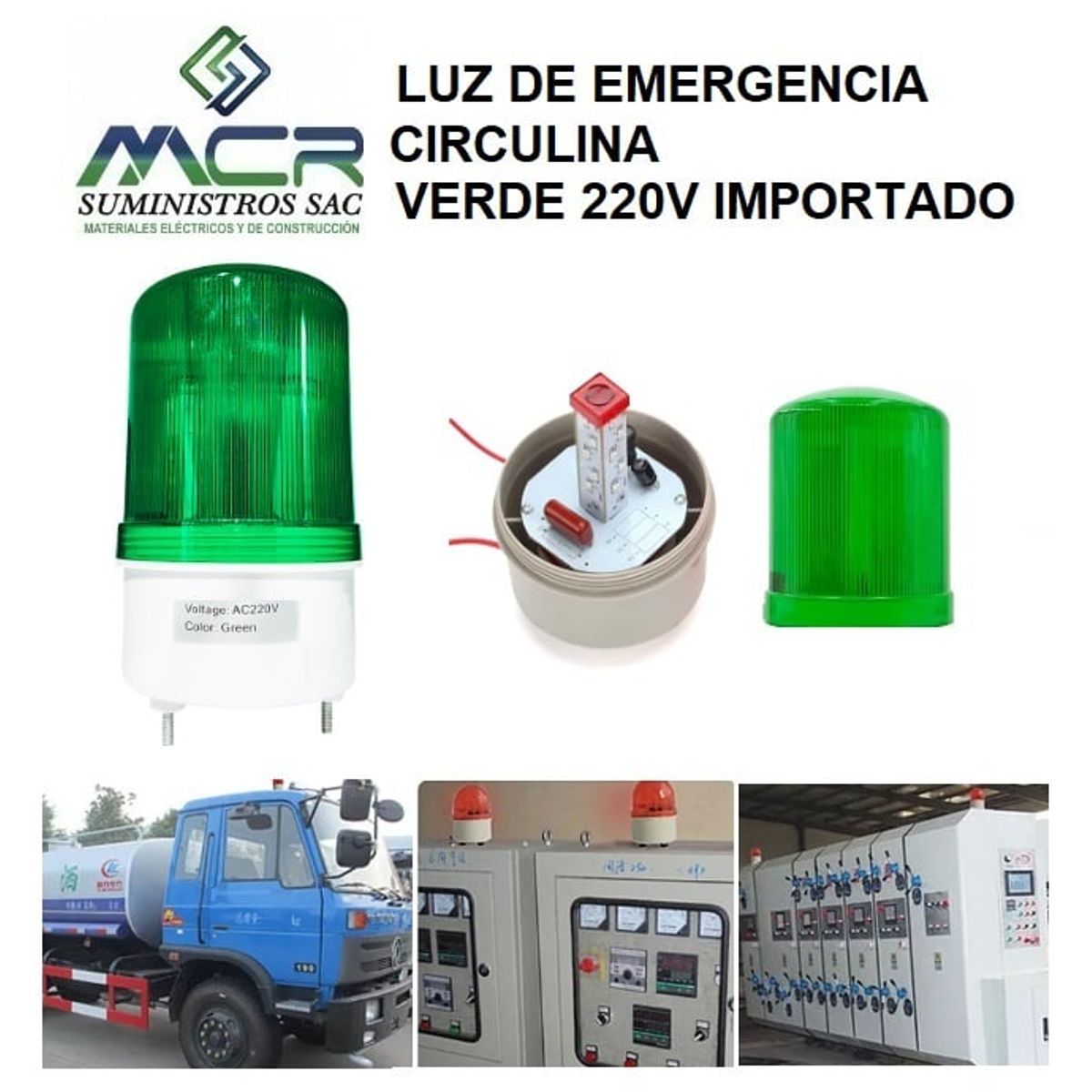 GENERICO - LUZ DE EMERGENCIA CIRCULINA VERDE 220V IMPORTADO