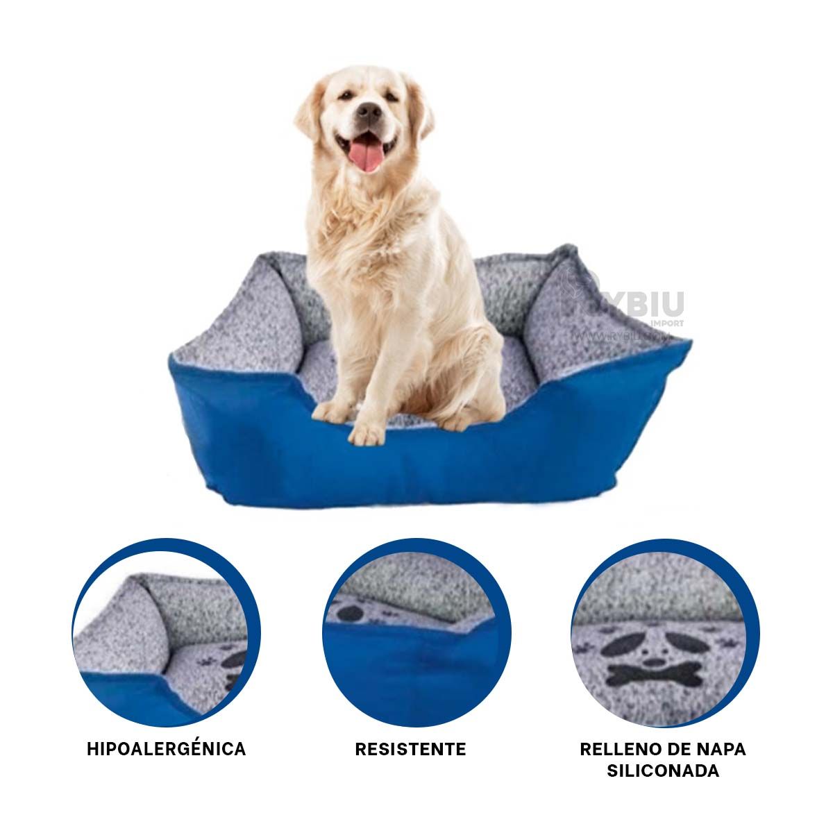 GENERICO - Cojin Material Tapiz para Mascotas XL Azul Y+Regalo Stickers