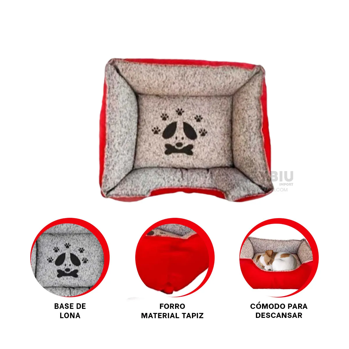 GENERICO - Cama Talla M Ideal para Perro en Rojo Y+Regalo Agendita