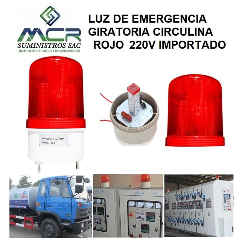 GENERICO - LUZ DE EMERGENCIA CIRCULINA ROJO 220V IMPORTADO