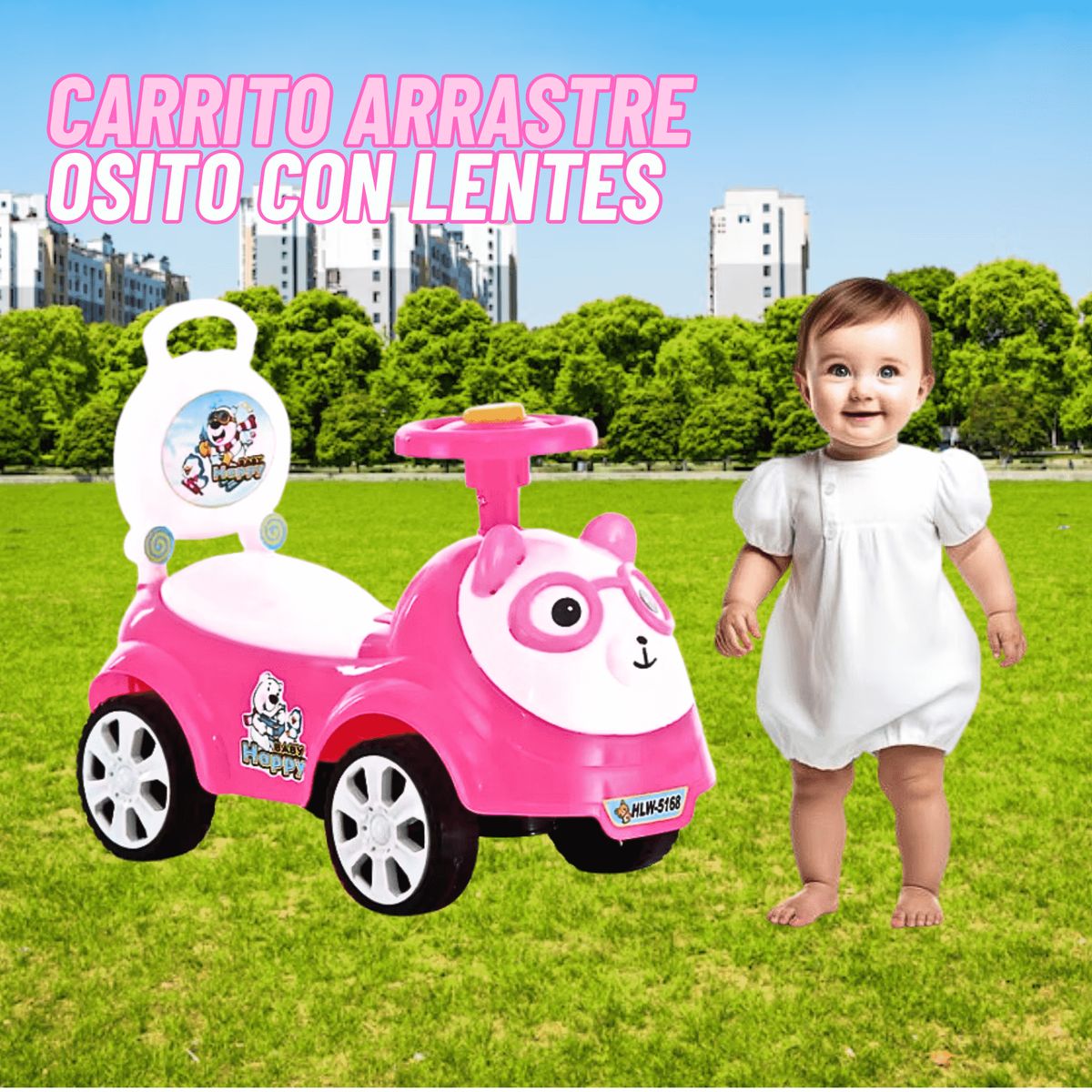 GENERICO - Carrito Arrastre juguete Osito con lentes para niñas