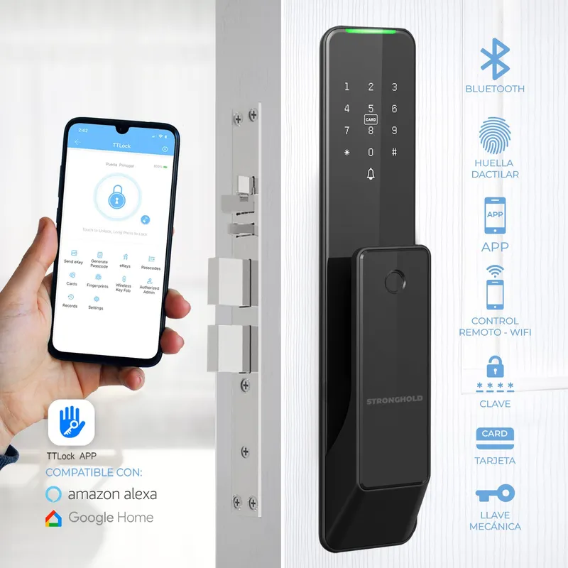 STRONGHOLD - Cerradura digital ultra delgada WIFI SLIM + Asesoría de Instalación