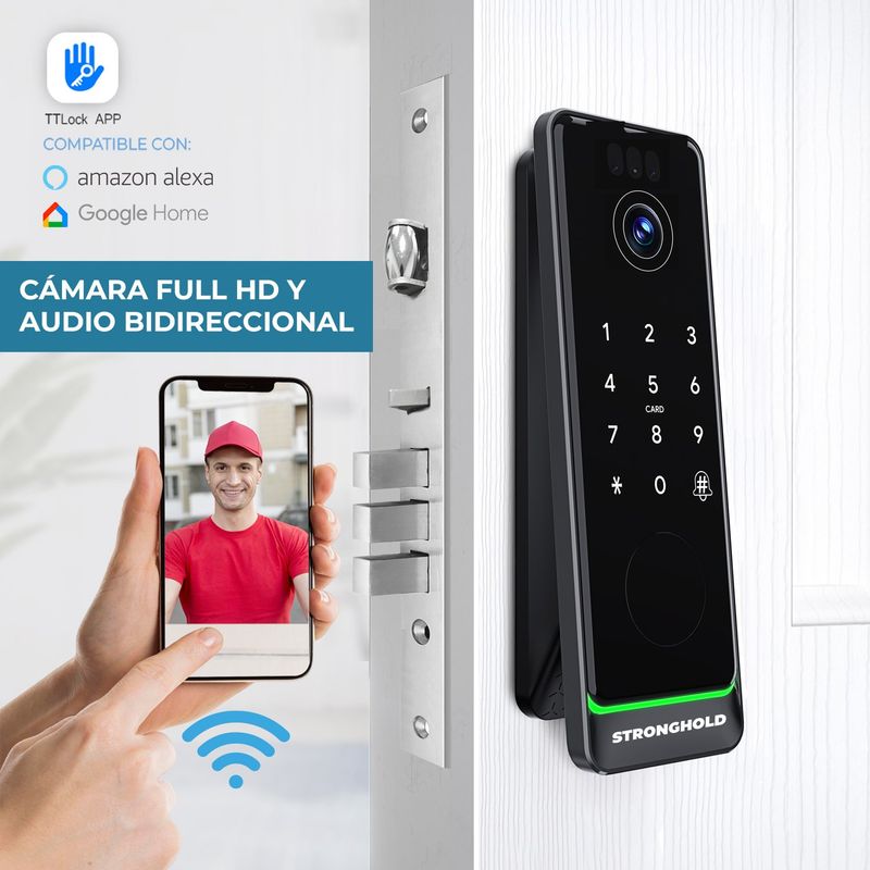 STRONGHOLD - Cerradura Digital Automática con Cámara y WiFi Integrado LUX