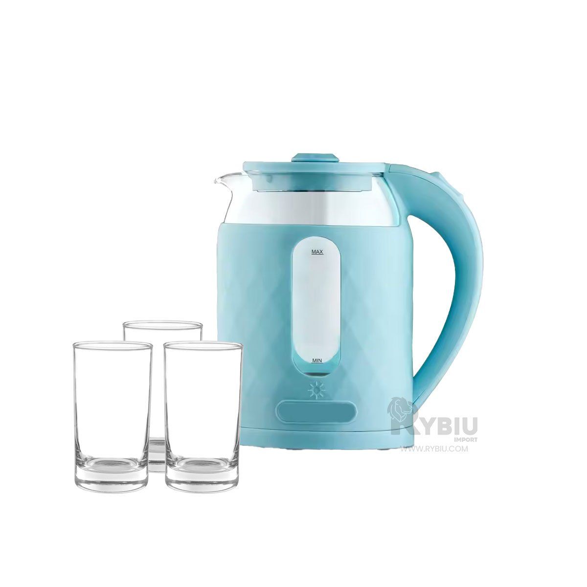 RYBIU IMPORT - Calentador de Agua de 2L Celeste Y+Regalo Ligas para Peinar