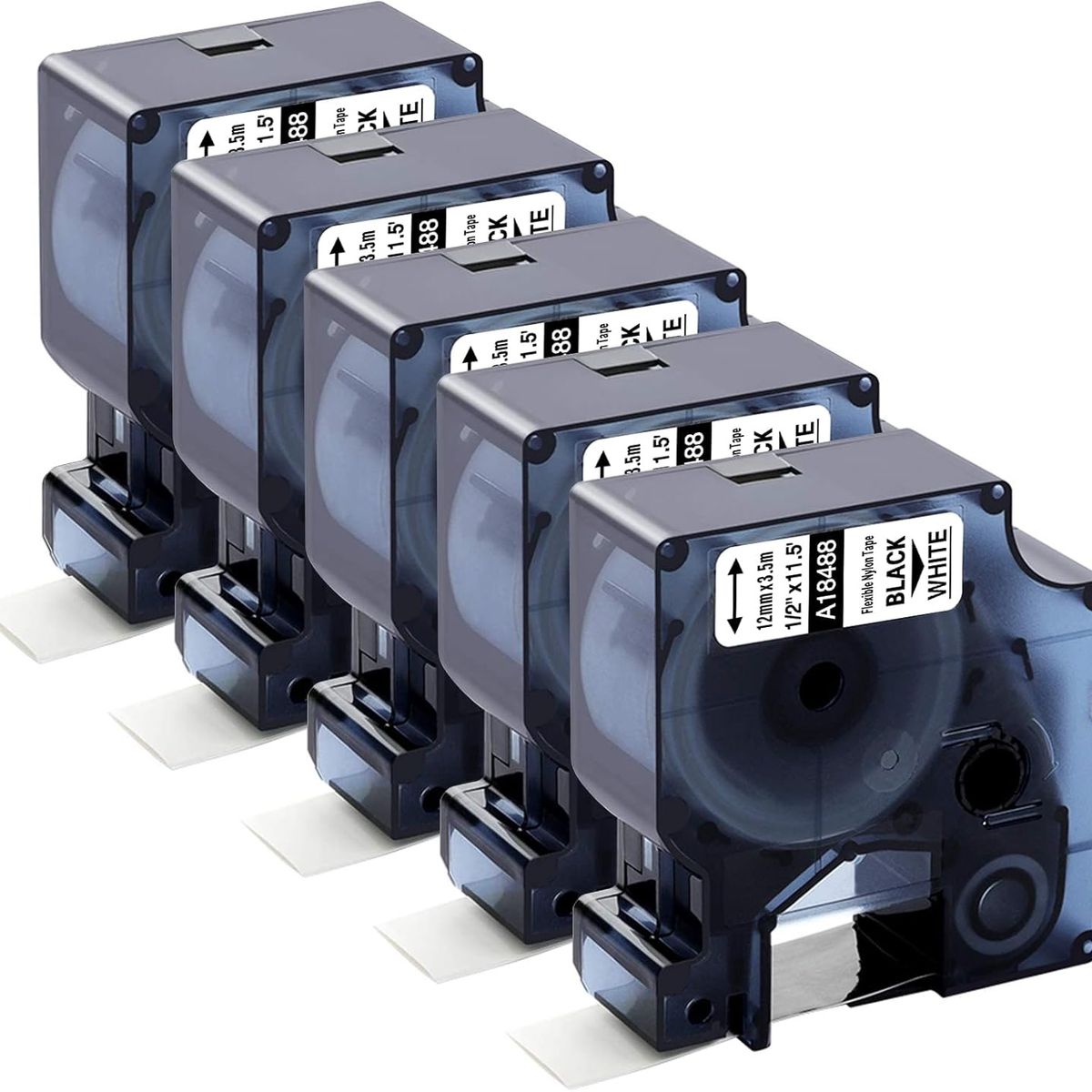 DYMO - CINTA NYLON DYMO 18488 DE 12mmX3.5m FLEXIBLE NEGRO/BLANCO COMPATIBLE