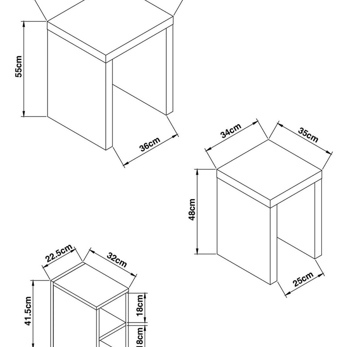 TU MESITA - Set Mesa Lateral x3 Imakel color Ceniza TU MESITA