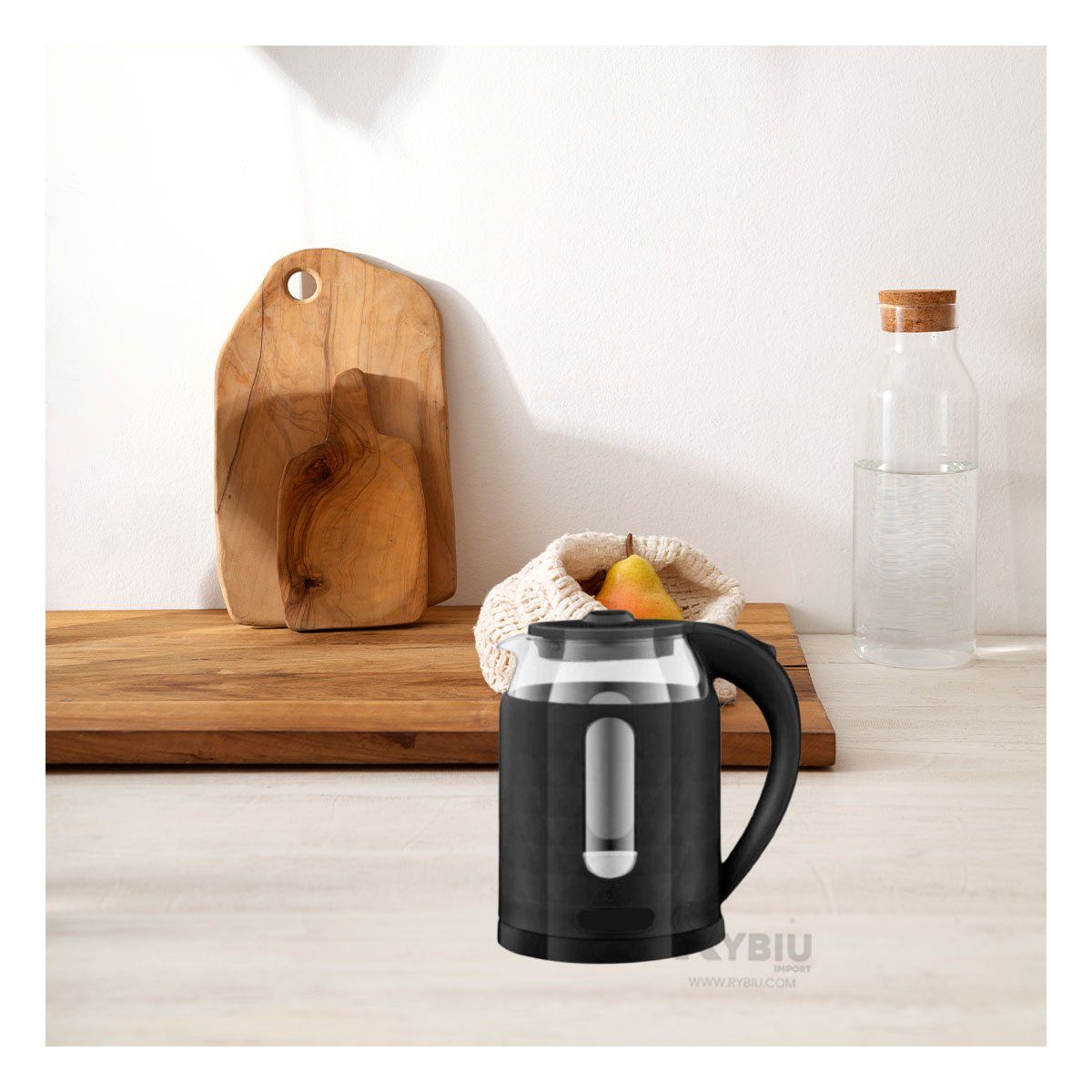 RYBIU IMPORT - Tetera Electrica de 2L en Color Negro Y+Gift MiniAgenda