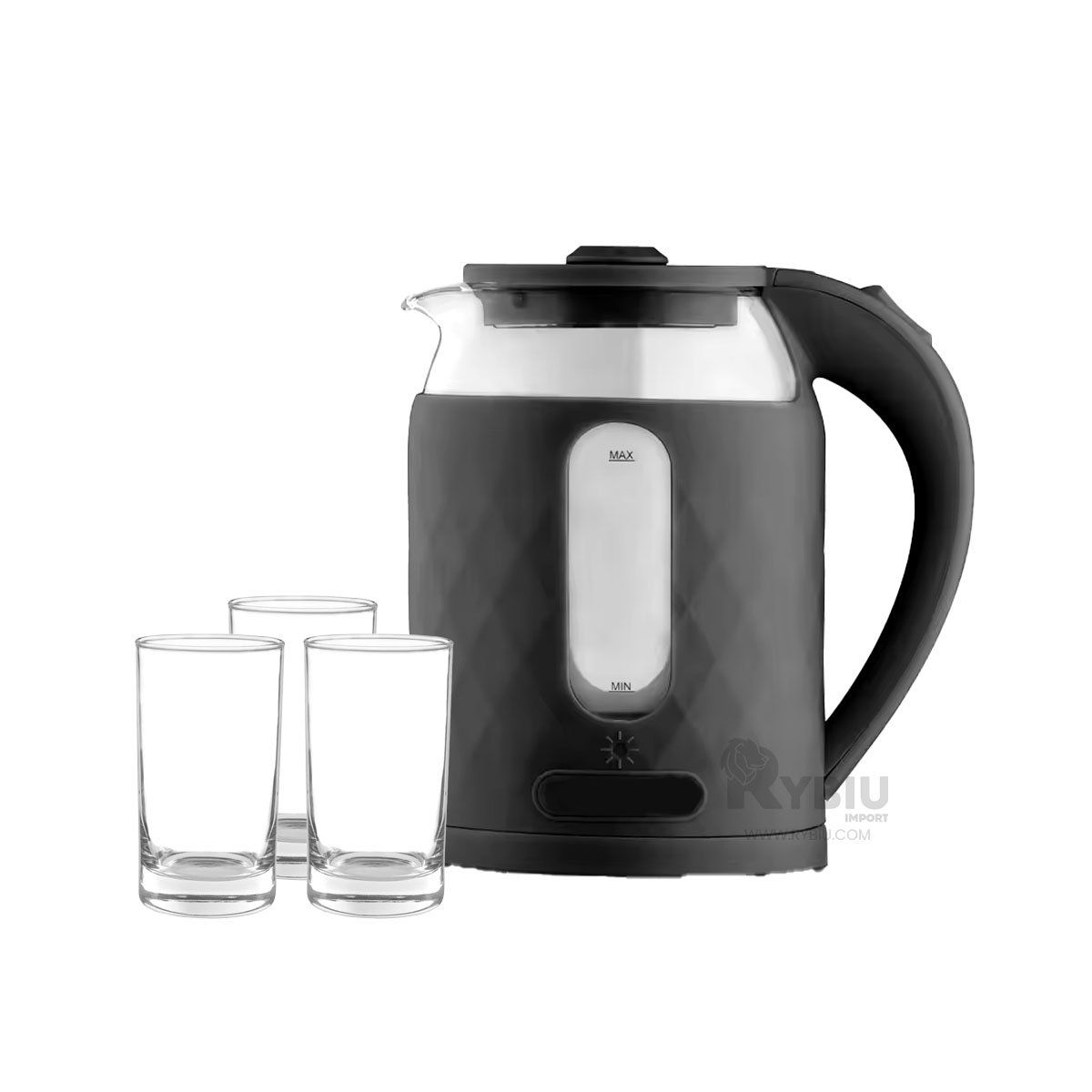 RYBIU IMPORT - Tetera Electrica de 2L en Color Negro Y+Gift MiniAgenda