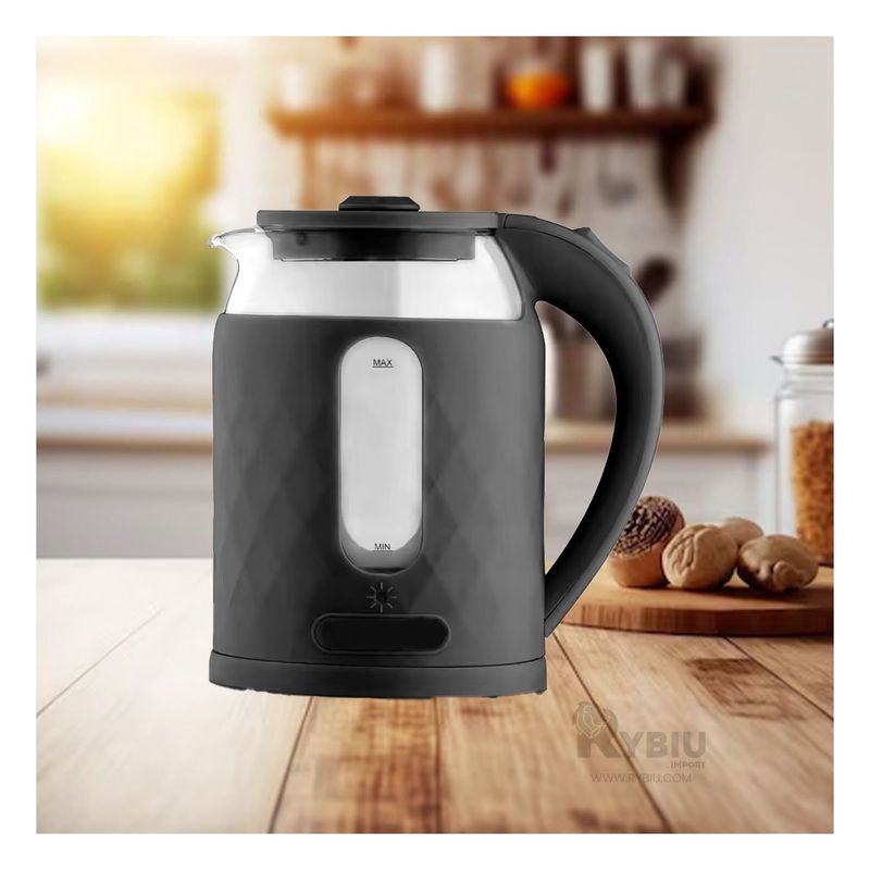 RYBIU IMPORT - Hervidor Electrico de 2L en Negro Y+Papel de Regalo