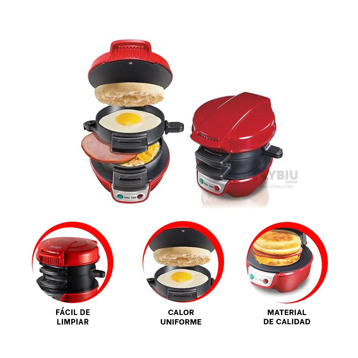 GENERICO - Sarten Multifuncional de Hamburguesa Rojo Y+Regalo Agendita