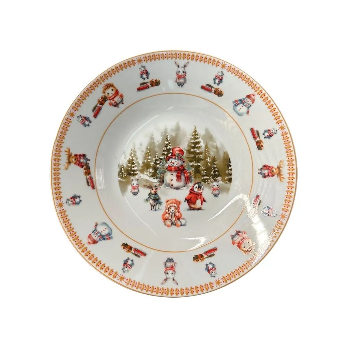 ICHIMATSU - Plato Hondo 9 Dec Muñeco Nieve Navidad X6