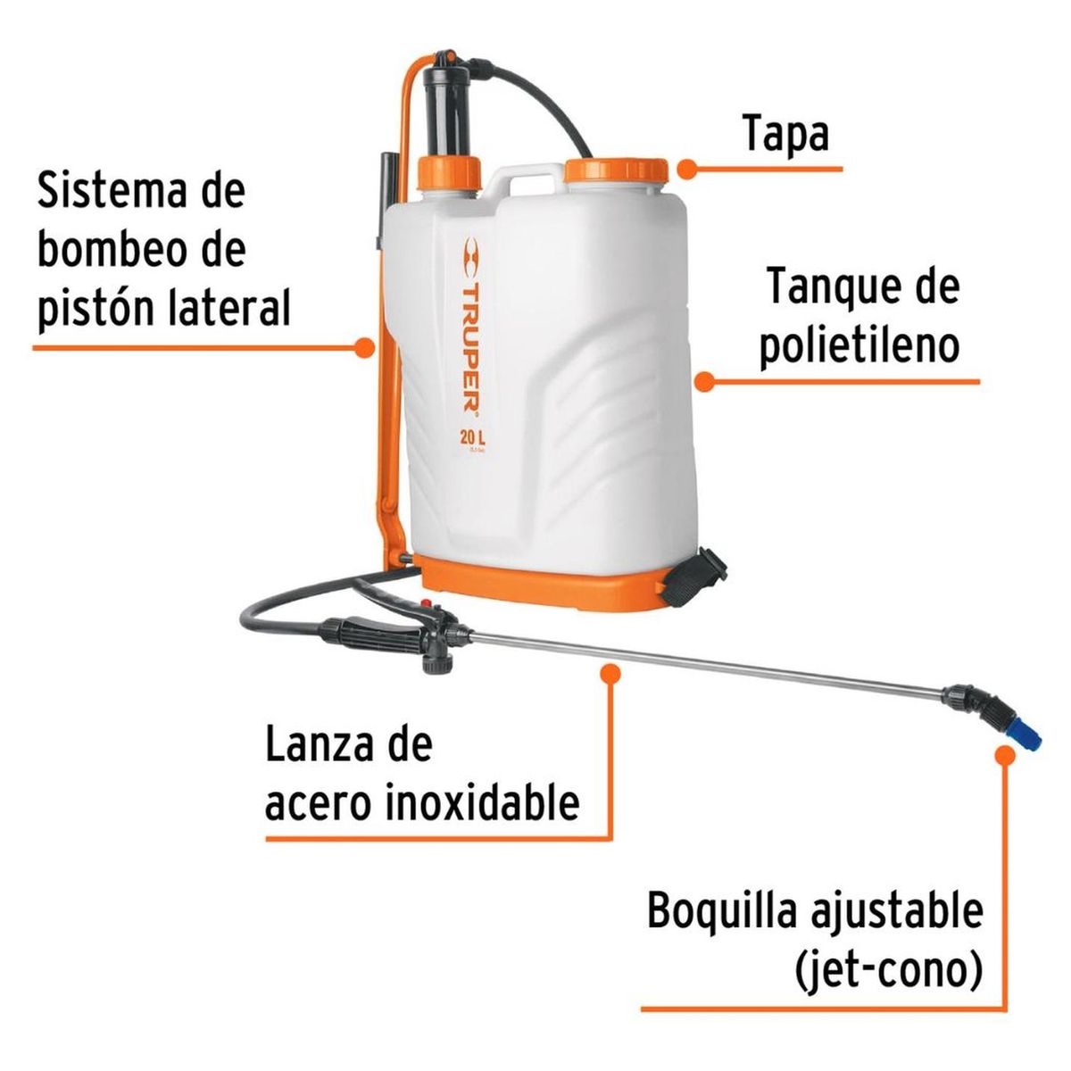 TRUPER - Fumigador Manual De Mochila 20 L FUM-20 Truper