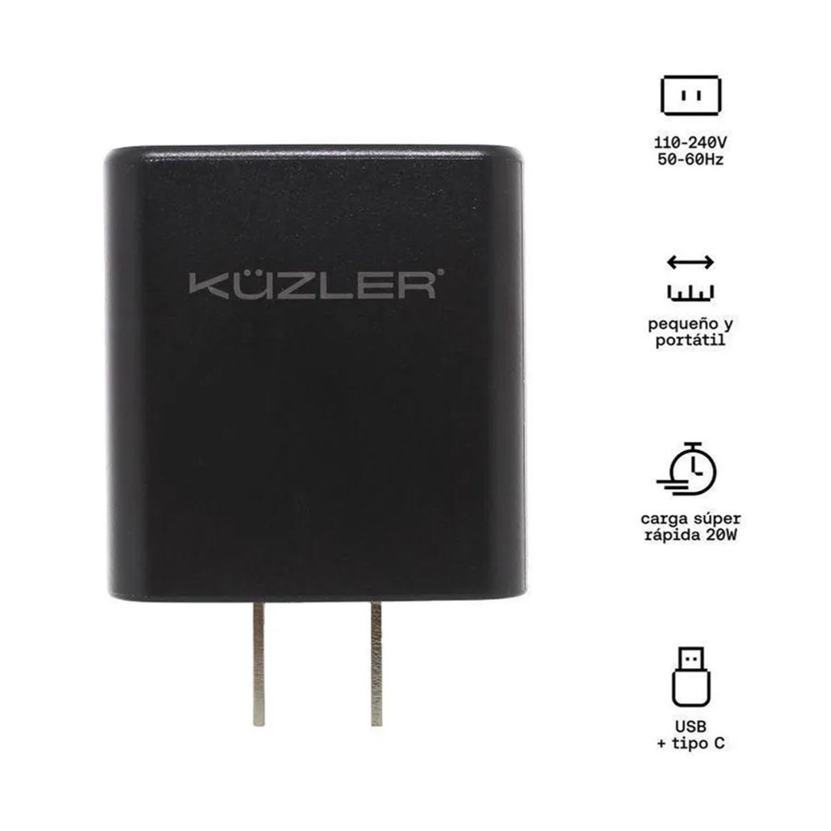 KUZLER - Cargador USB-TipoC 45W Negro