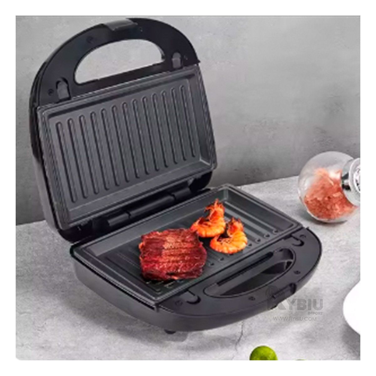 RYBIU IMPORT - Tostador Electrico 6 en 1 en Negro Y+Gift MiniAgenda