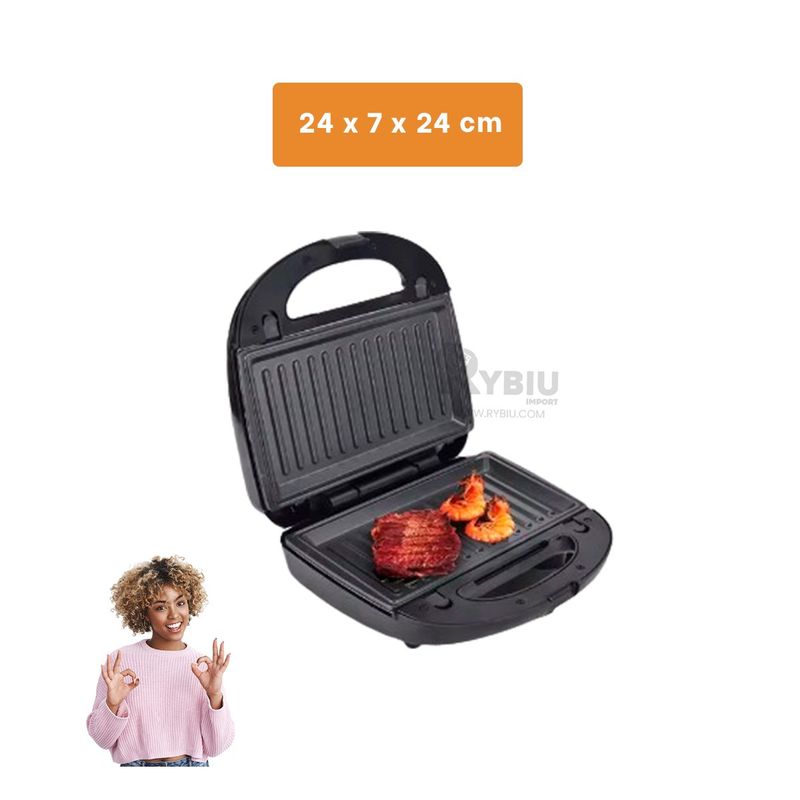 RYBIU IMPORT - Sanguchera de Desayuno 6 en 1 en Negro Y+Ligas de Regalo