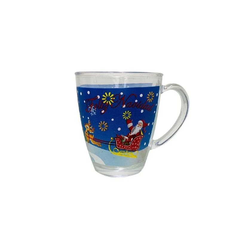 ICHIMATSU - Jarro 11 Oz Vidrio Cilindrico Nav C/Est.Papa Noel En Trineo M22-18
