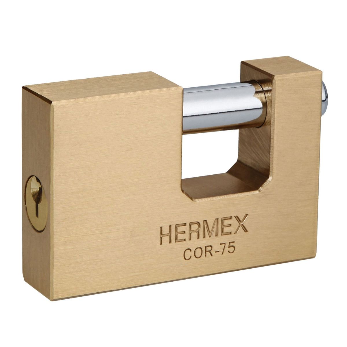 HERMEX - Candado 75mm Tipo Jumbo Antipalanca Laton Solido 43357 Hermex