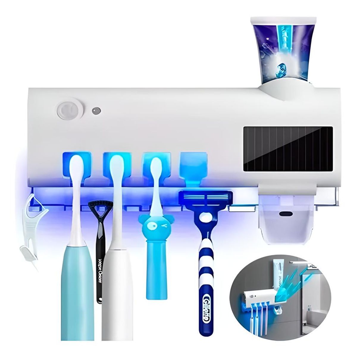 GENERICO - PORTA CEPILLOS DENTAL ESTERILIZADOR CON DESINFECTANTE LUZ UV RECARGABLE