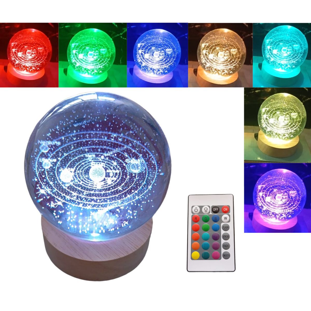 GENERICO - Lampara Esfera Led Multi Color Rgb Sistema Solar Con Control