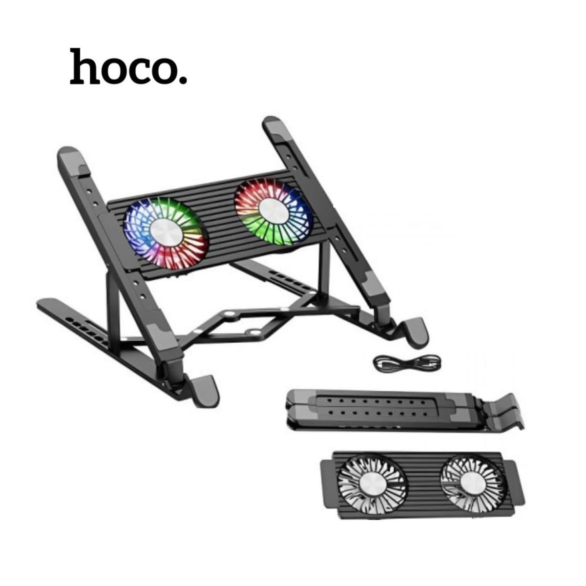 HOCO - Cooler Doble Soporte para laptop con luces RGB Hoco DH-17