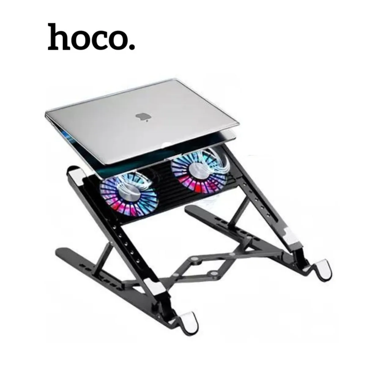 HOCO - Cooler Doble Ventilador Soporte Laptop Hoco DH-17 Con Luces RGB