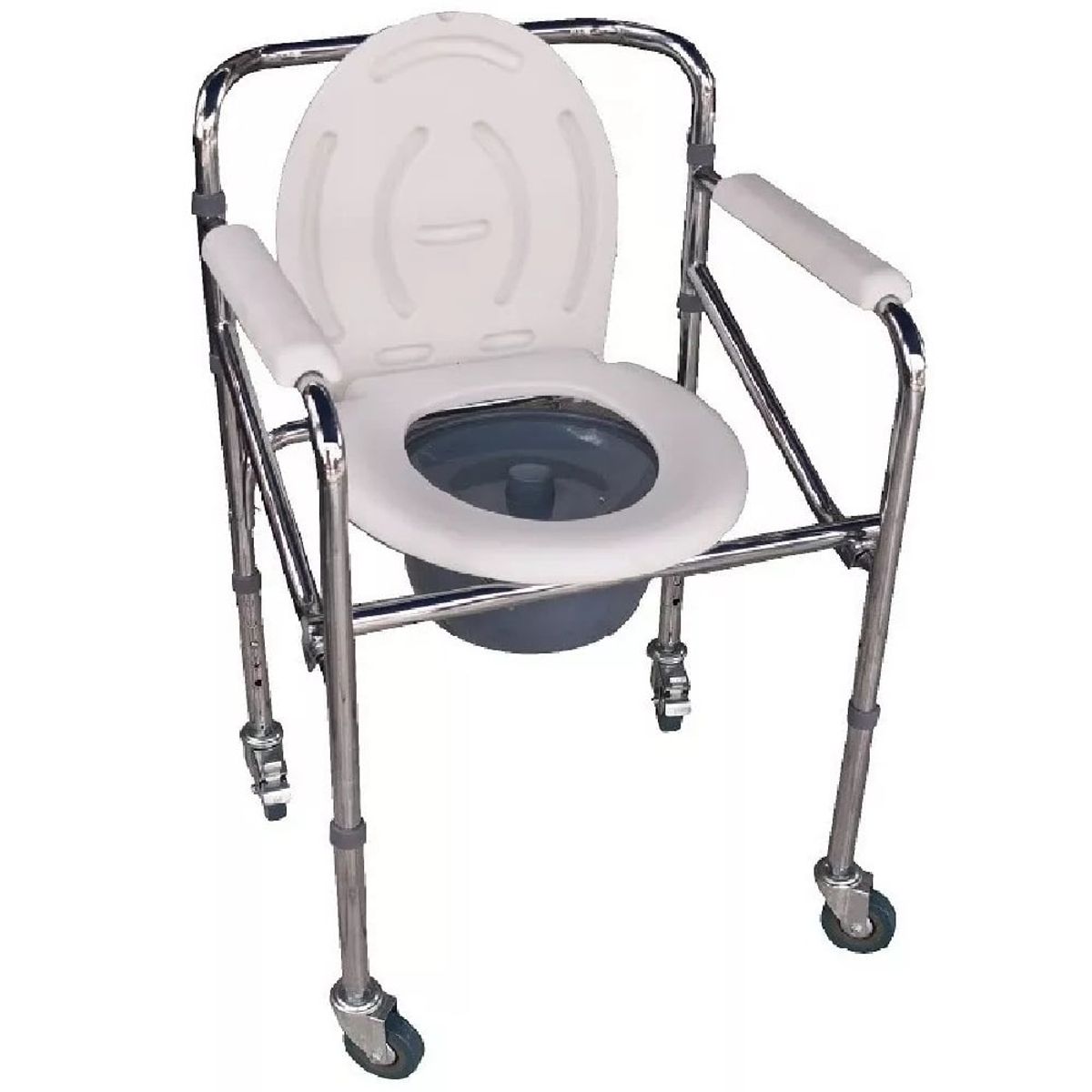 GENERICO - Silla Sanitario con Ruedas Importada Acero Cromado