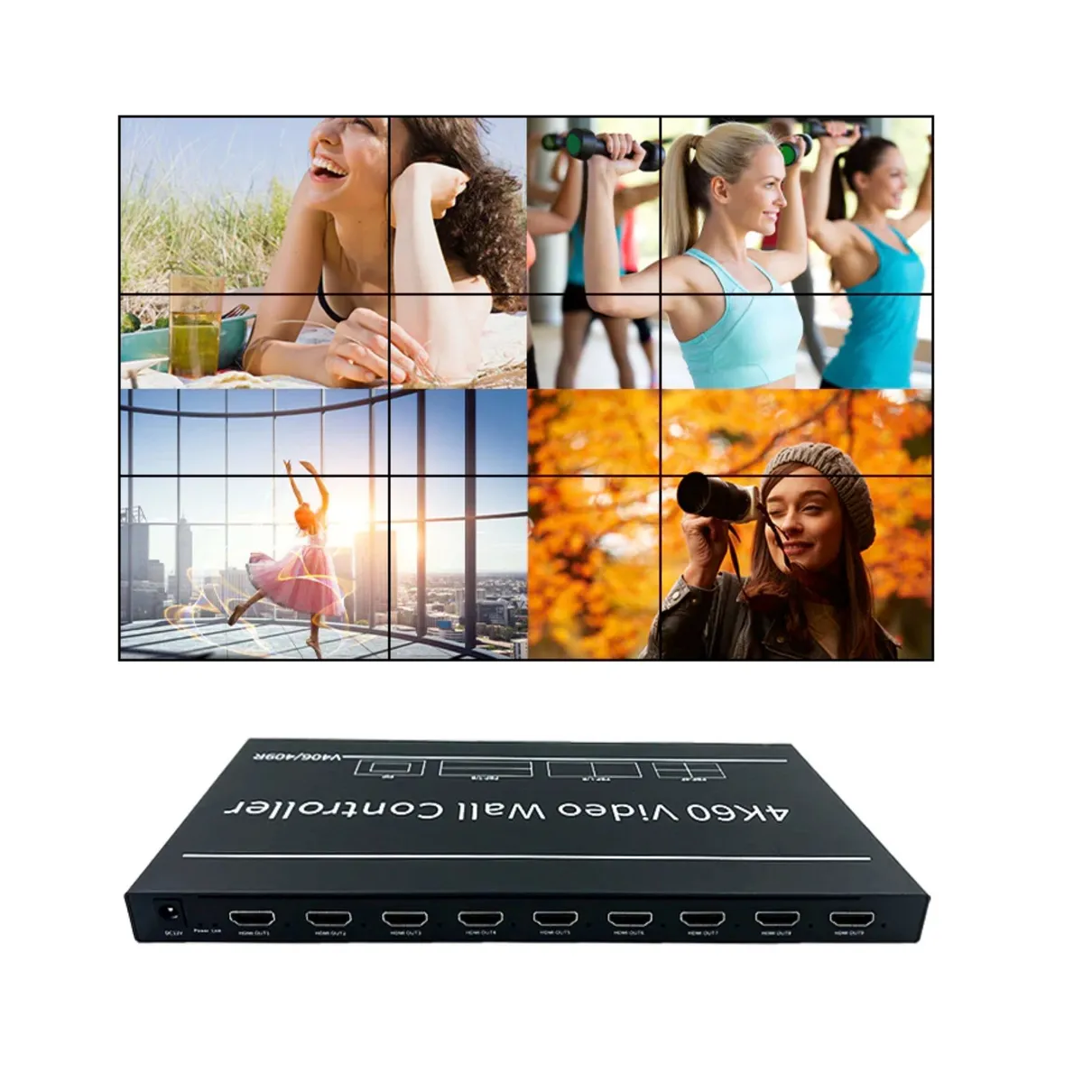 LINK - CONTROLADOR DE VIDEO WALL 3x3 4k- Y MATRIX PARA 9 TELEVISORES