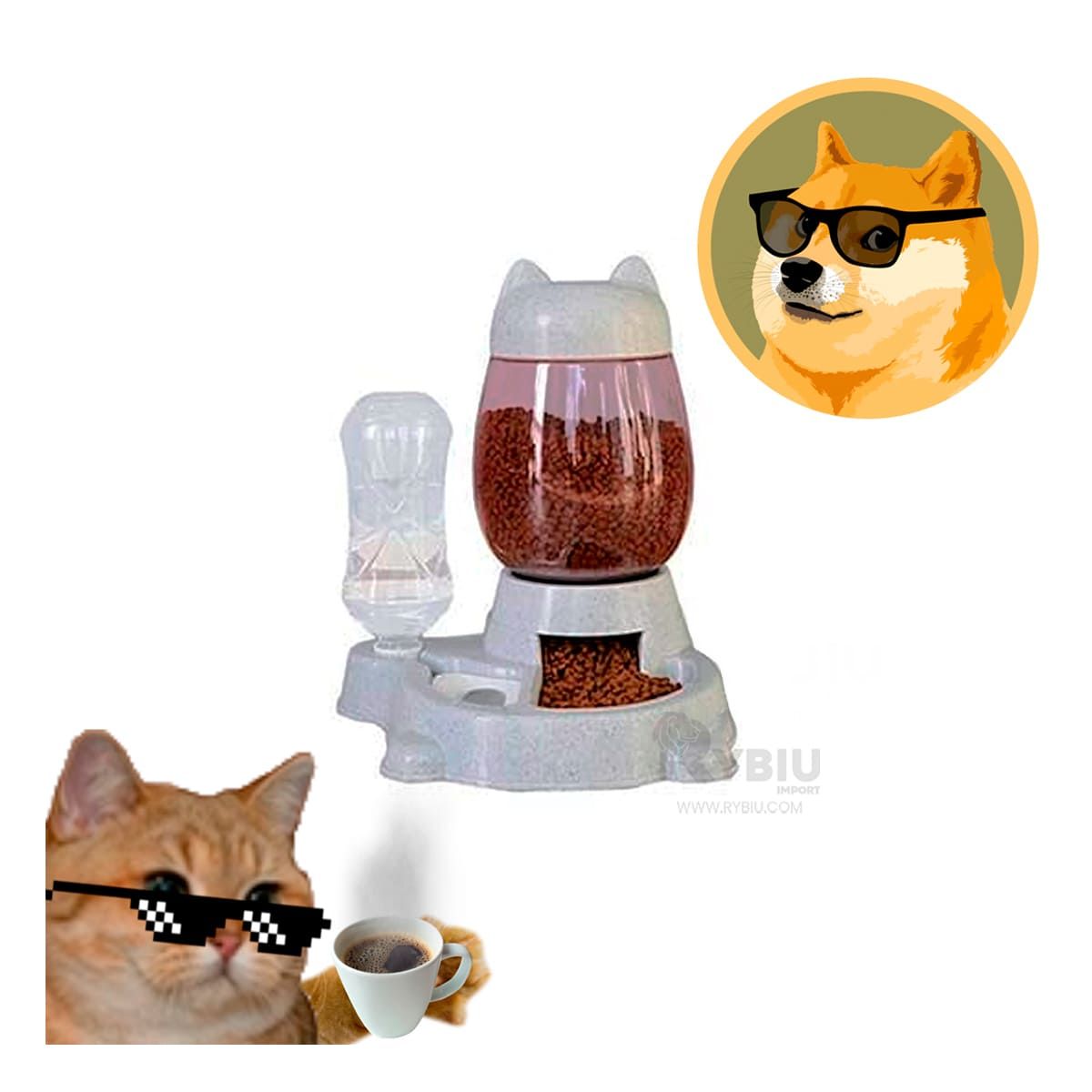 RYBIU IMPORT - Dispensador con Botella en Gris Y+Regalo Ligas para Peinar