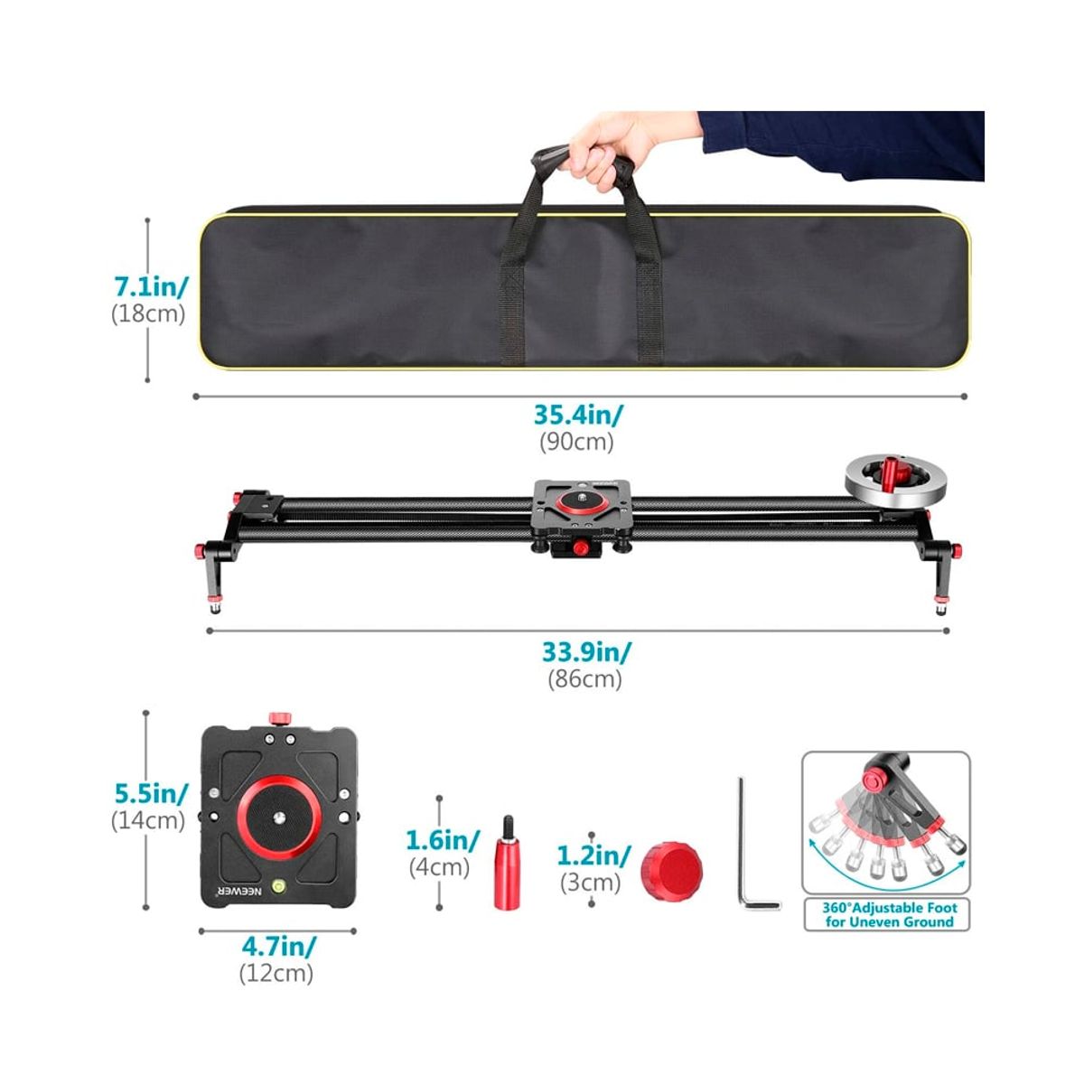 NEEWER - Slider Neewer Manual de Fibra de Carbono de 80cm