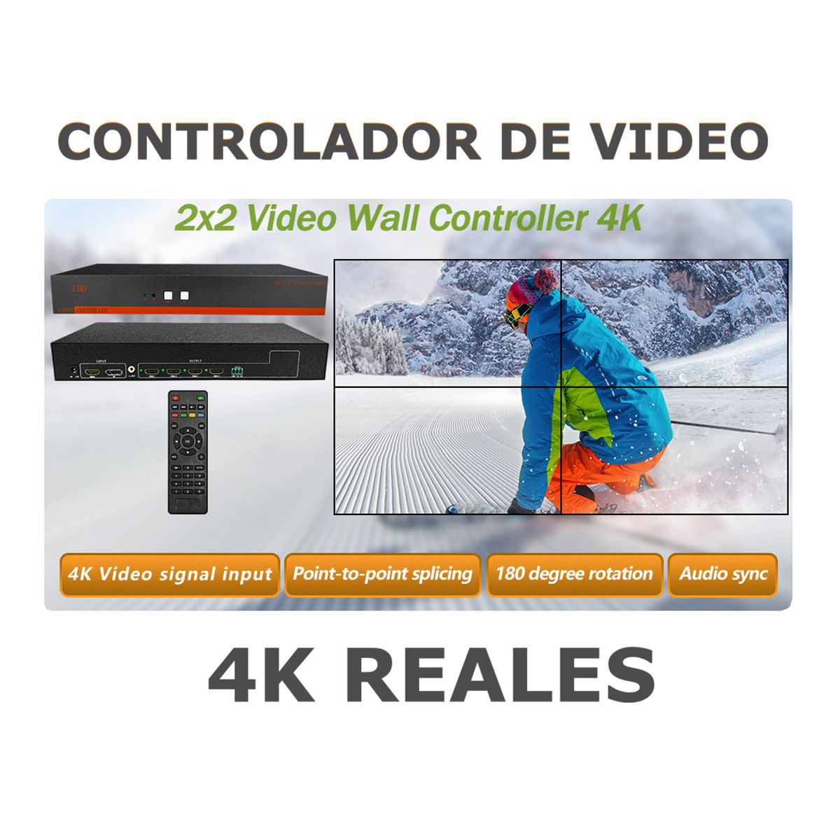 LINK - CONTROLADOR VIDEO WALL 4K HASTA 4 TELEVISORES PROFESIONAL - USO 24/7